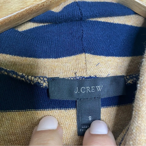 J. Crew Tan Navy Blue Deck Striped Lightweight Turtleneck Top Size Small - Picture 4 of 10